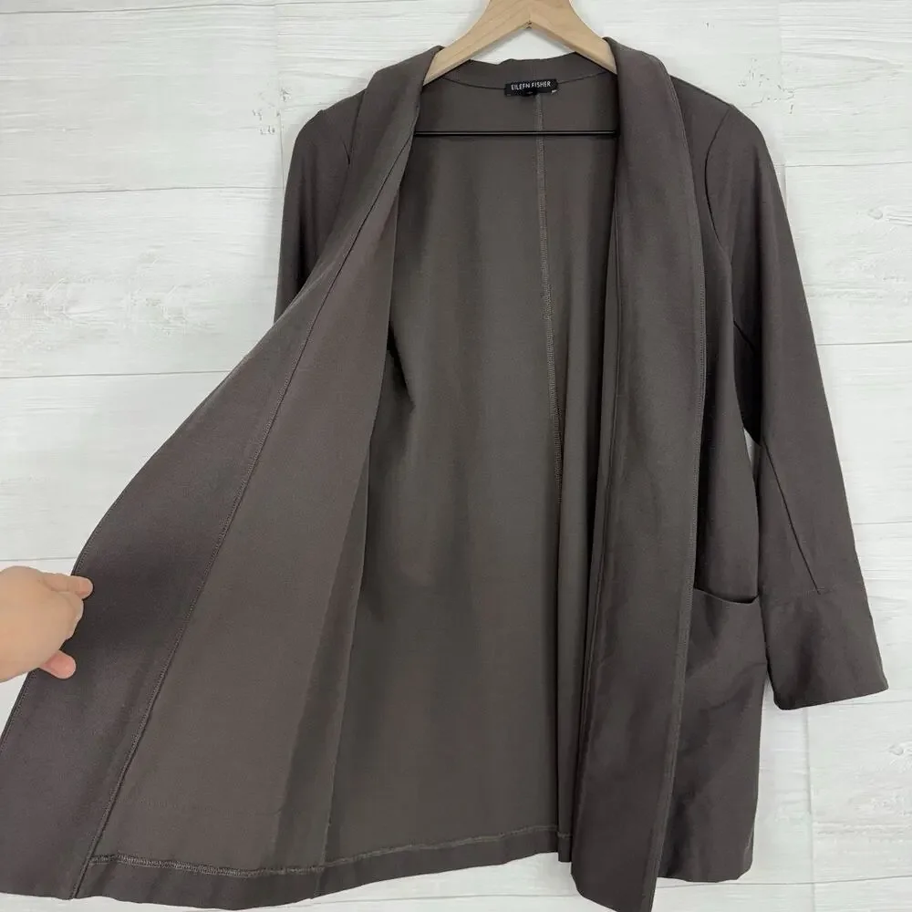 Eileen Fisher Washable Stretch Crepe Kimono Jacket Blazer S Petite Shawl Collar‎